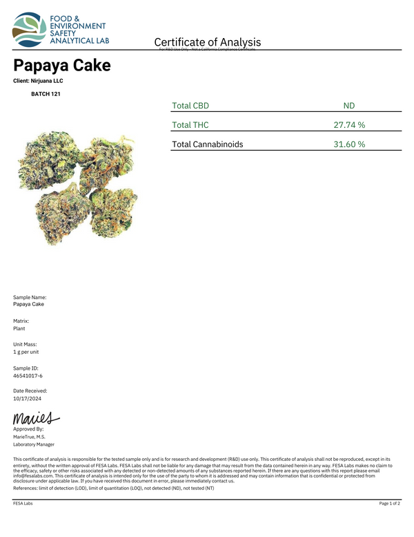 Papaya Cake - Indica Hybrid - 31% THCa