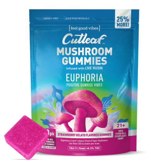 Mushroom Gummies - Euphoria Sunrise CBD:THC - Strawberry Gelato